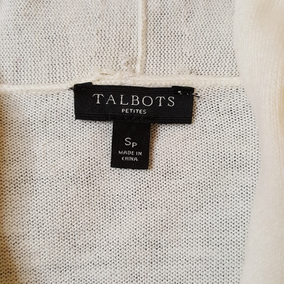 Talbots Open Front Cardigan w/ Striped Ruffle Sleeves, Size SP - Picture 6 of 8